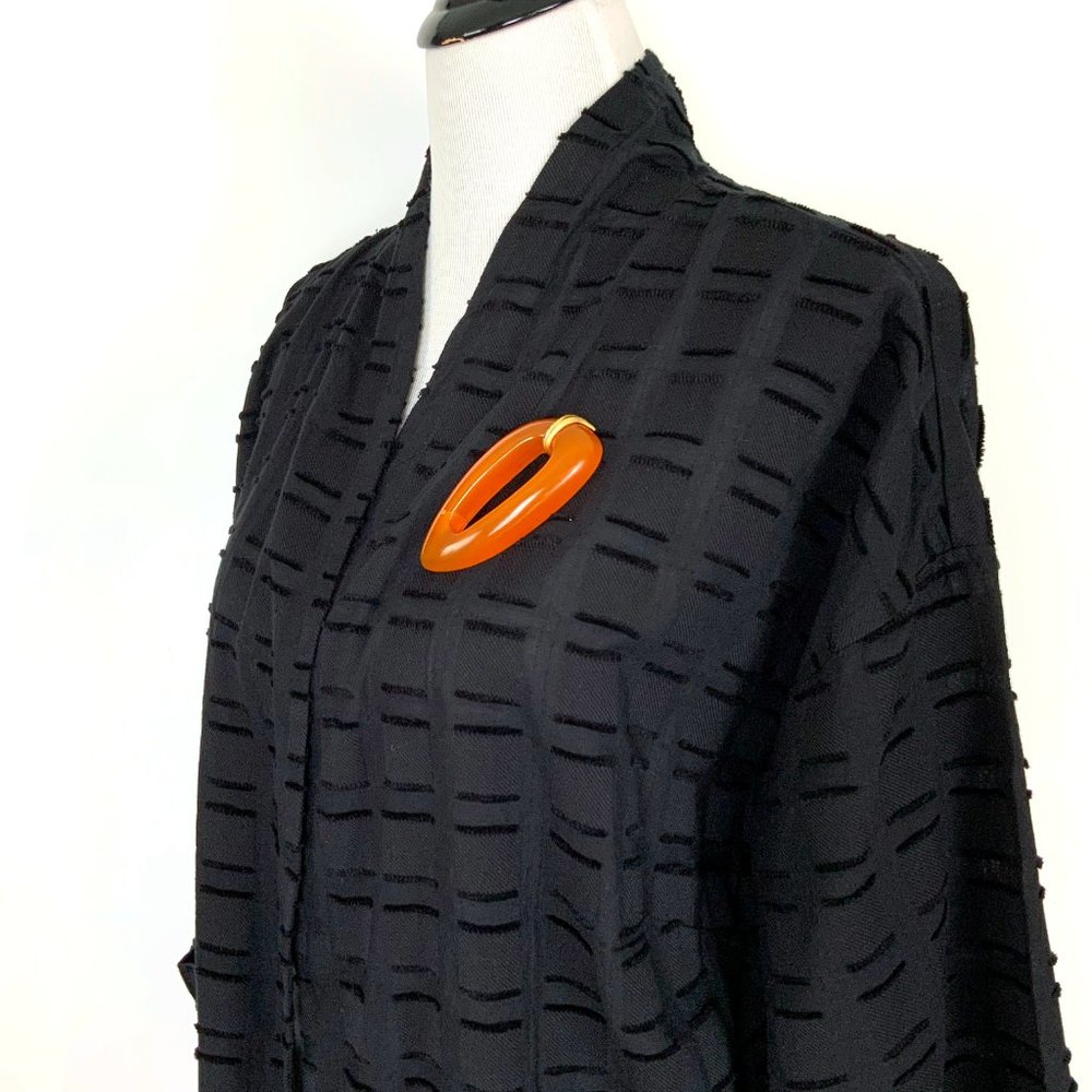 New Eileen Fisher Textured Organic Cotton Soffo Black Jacket Sz 1X - Picture 11 of 16